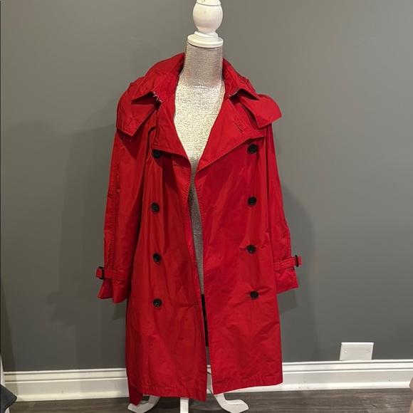Red Trench Coat with Double-Breasted Front - Picture 1 of 3